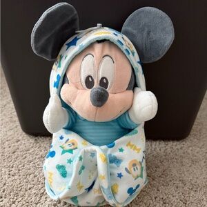 Disney Babies Mickey Mouse in Swaddle / Blanket Pouch 11 1/2" Plush Toy NWOT